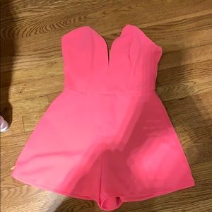 Strapless hot pink romper